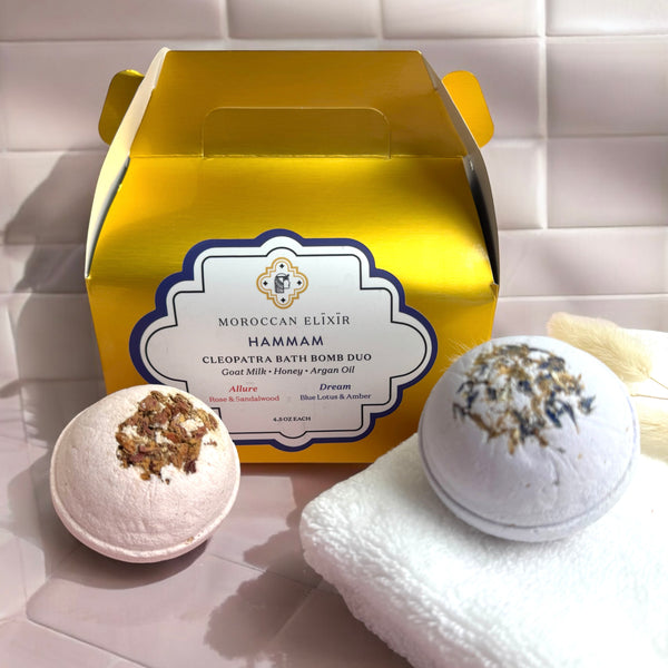 Cleopatra Bath Bomb Set: Goat Milk + Honey + Argan