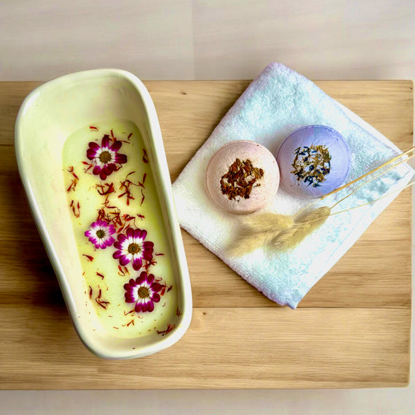 Cleopatra Bath Bomb Set: Goat Milk + Honey + Argan