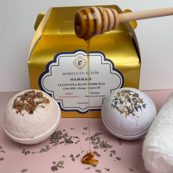Cleopatra Bath Bomb Set: Goat Milk + Honey + Argan