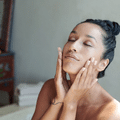 Women using face oil