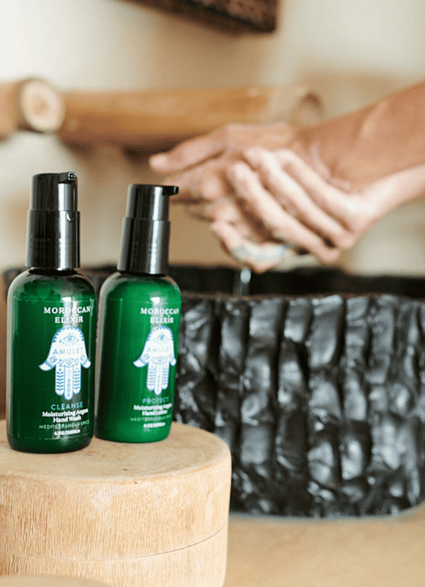 Hand lotion and hand wash by the sink